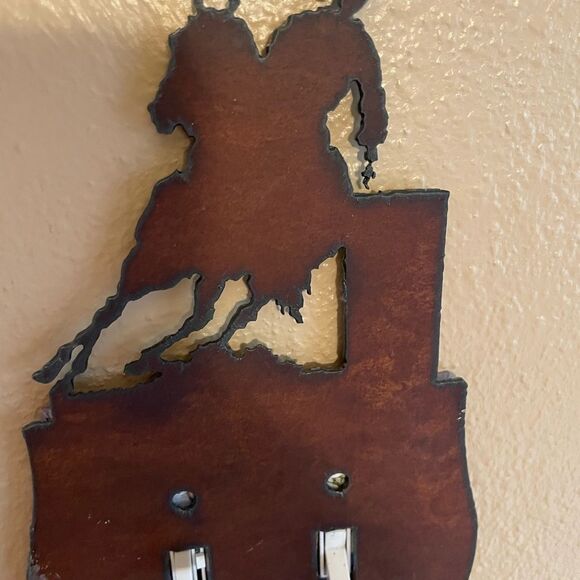 Metal Art Cowboy Double Light Switch Plate - Picture 12 of 16